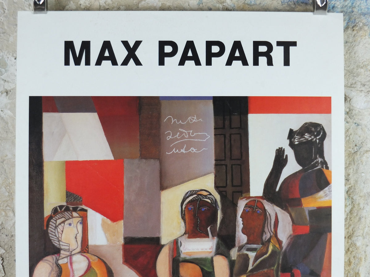 1993 Max Papart Poster, Homage to Delacroix and Serge Poliakoff, pop art and cubism, artist gallery exhibition, wall art decor