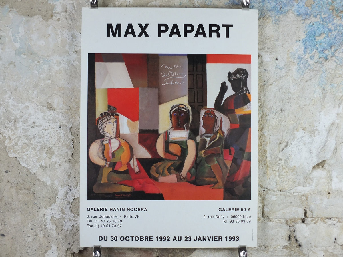 1993 Max Papart Poster, Homage to Delacroix and Serge Poliakoff, pop art and cubism, artist gallery exhibition, wall art decor