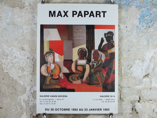 1993 Max Papart Poster, Homage to Delacroix and Serge Poliakoff, pop art and cubism, artist gallery exhibition, wall art decor