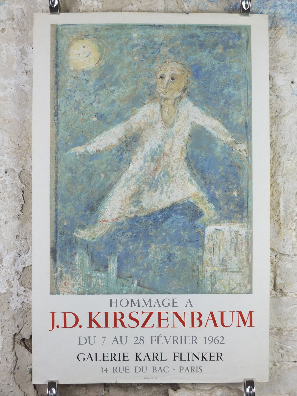 1962 J.D. Kirszenbaum Poster, Hommage J.D. Kirszenbaum, Jewish art, Impressionism Expressionism, artist gallery exhibition, wall art decor
