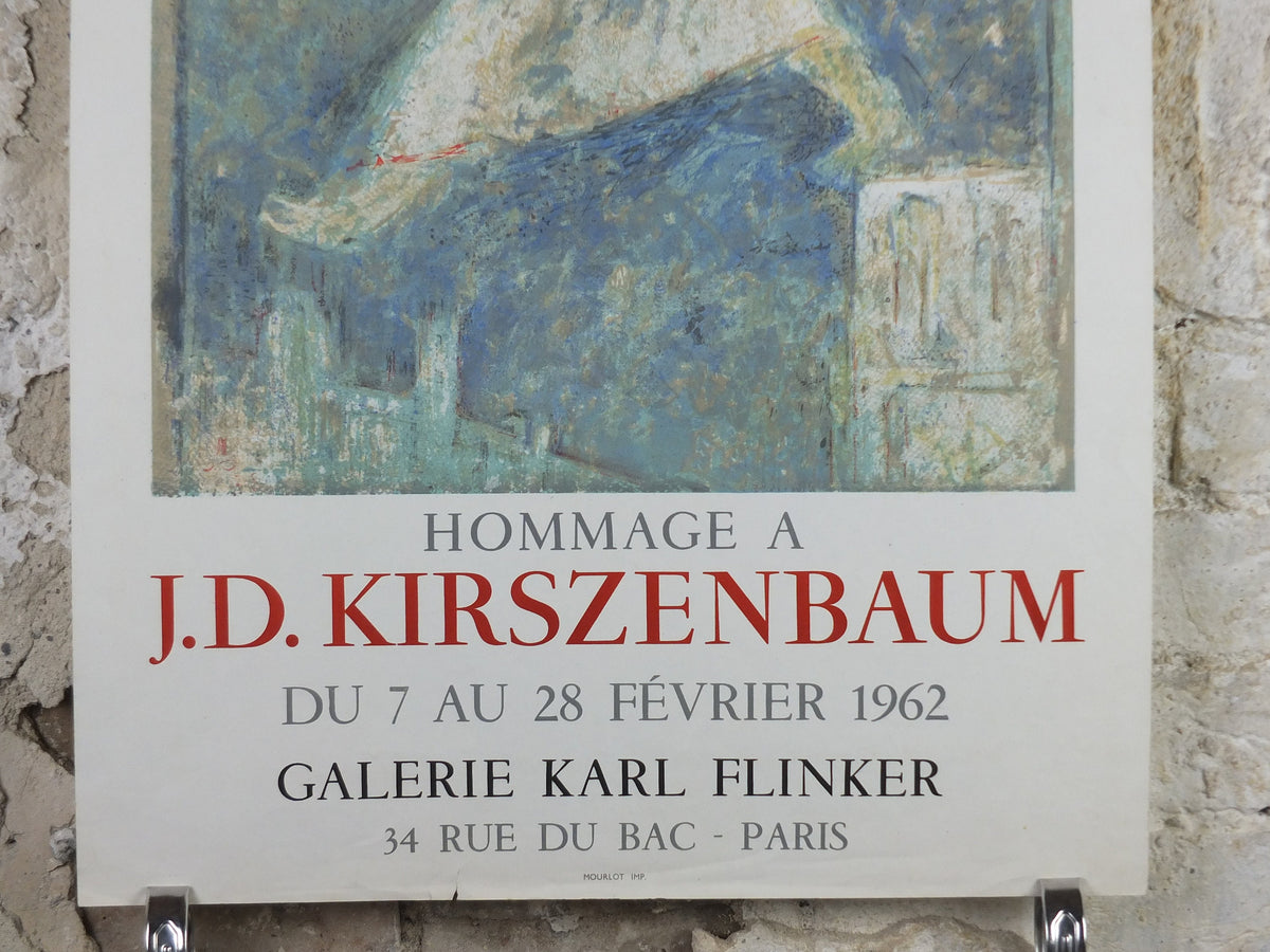 1962 J.D. Kirszenbaum Poster, Hommage J.D. Kirszenbaum, Jewish art, Impressionism Expressionism, artist gallery exhibition, wall art decor