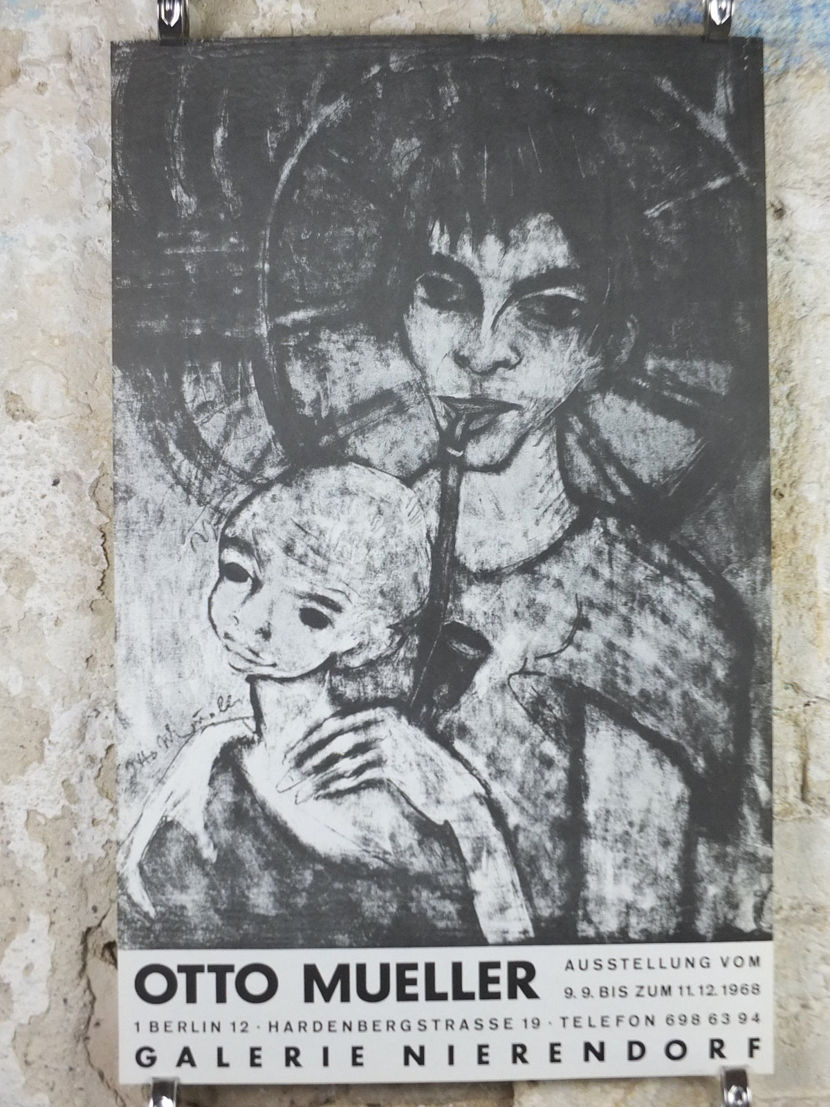 1968 Otto Müller Poster, Gypsy Madonna and child, Zigeuner-Madonna, Die Brücke expressionist, artist gallery exhibition, wall art decor