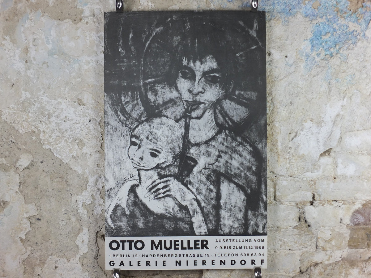 1968 Otto Mueller Poster, Gypsy Madonna and child, Zigeuner-Madonna, Die Brücke expressionist, artist gallery exhibition, wall art decor