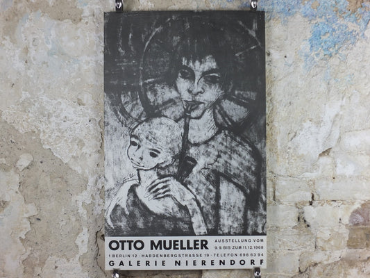 1968 Otto Mueller Poster, Gypsy Madonna and child, Zigeuner-Madonna, Die Brücke expressionist, artist gallery exhibition, wall art decor