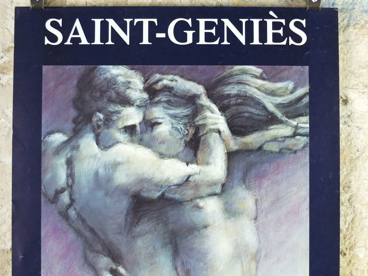 1997 Francis Saint Genies Poster, The Lovers' Embrace, Surrealist Symbolist erotic, artist gallery exhibition, wall art decor