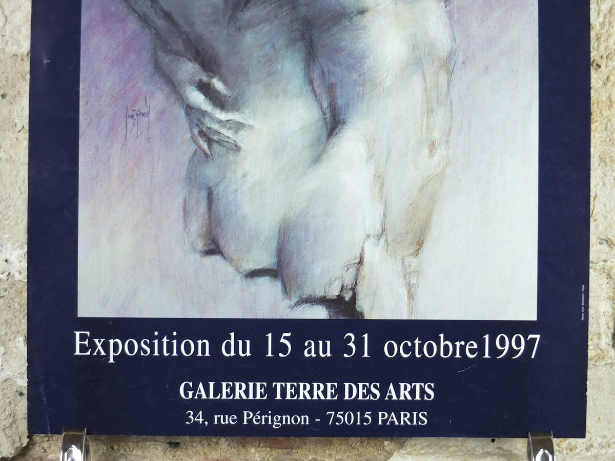 1997 Francis Saint Genies Poster, The Lovers' Embrace, Surrealist Symbolist erotic, artist gallery exhibition, wall art decor
