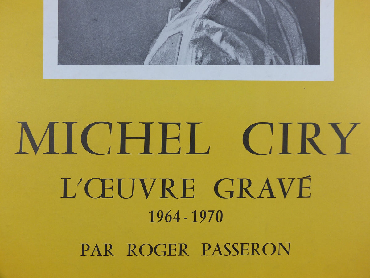 1971 Michel Ciry Poster, Harlequin, 1964-1970 Engravings and works of art, Arlequin, Yellow, artist gallery exhibition, wall art decor