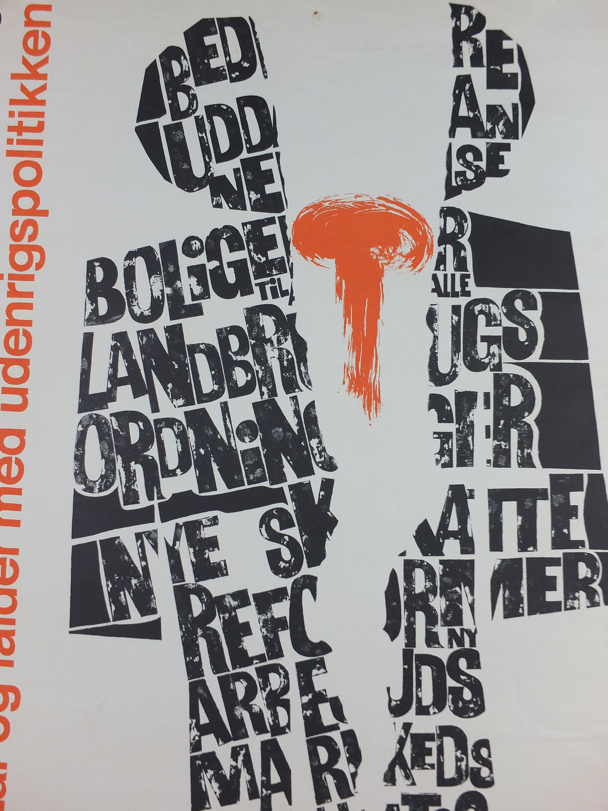 1964 Anti Nuclear Weapons Poster, Danish design Peace activism, "It rises and falls with foriegn policy" by Dan Arnold , wall art decor