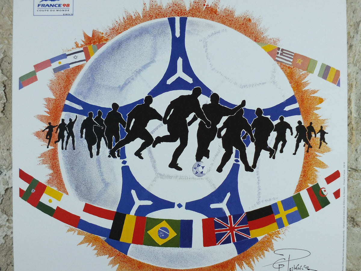 1998 World Cup Poster, Lens France 98, Coupe du Monde, by G Pekkler, football, soccer, 70cm x 50cm, original sport wall art decor