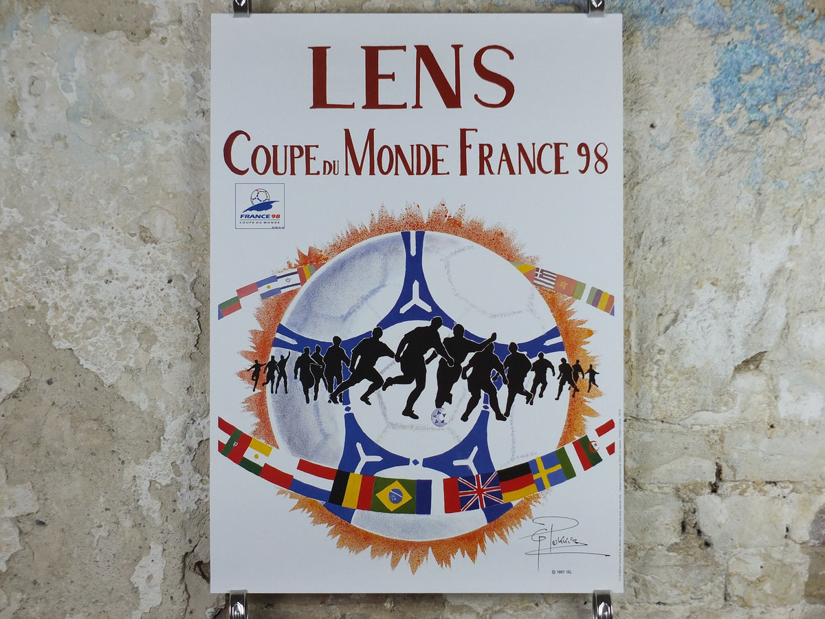 1998 World Cup Poster, Lens France 98, Coupe du Monde, by G Pekkler, football, soccer, 70cm x 50cm, original sport wall art decor