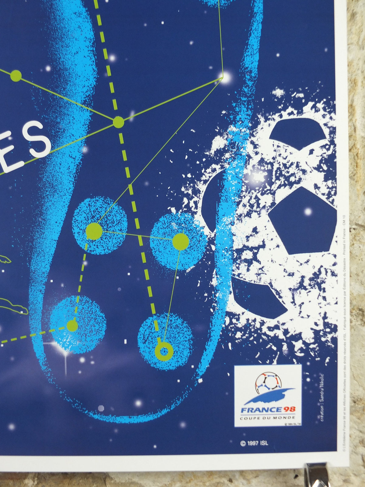 1998 World Cup Poster, Nantes France 98, Coupe du Monde, by Sandra Nikolic, football, soccer, 70cm x 50cm, original sport wall art decor