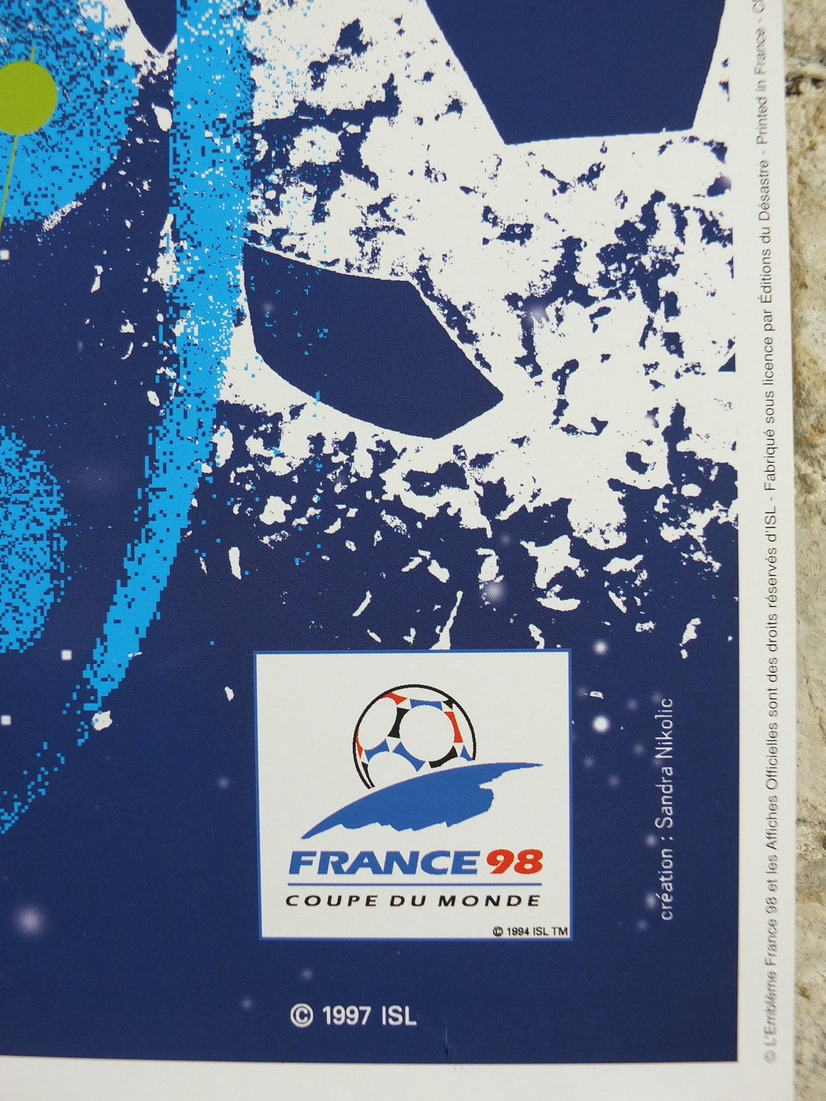 1998 World Cup Poster, Nantes France 98, Coupe du Monde, by Sandra Nikolic, football, soccer, 70cm x 50cm, original sport wall art decor
