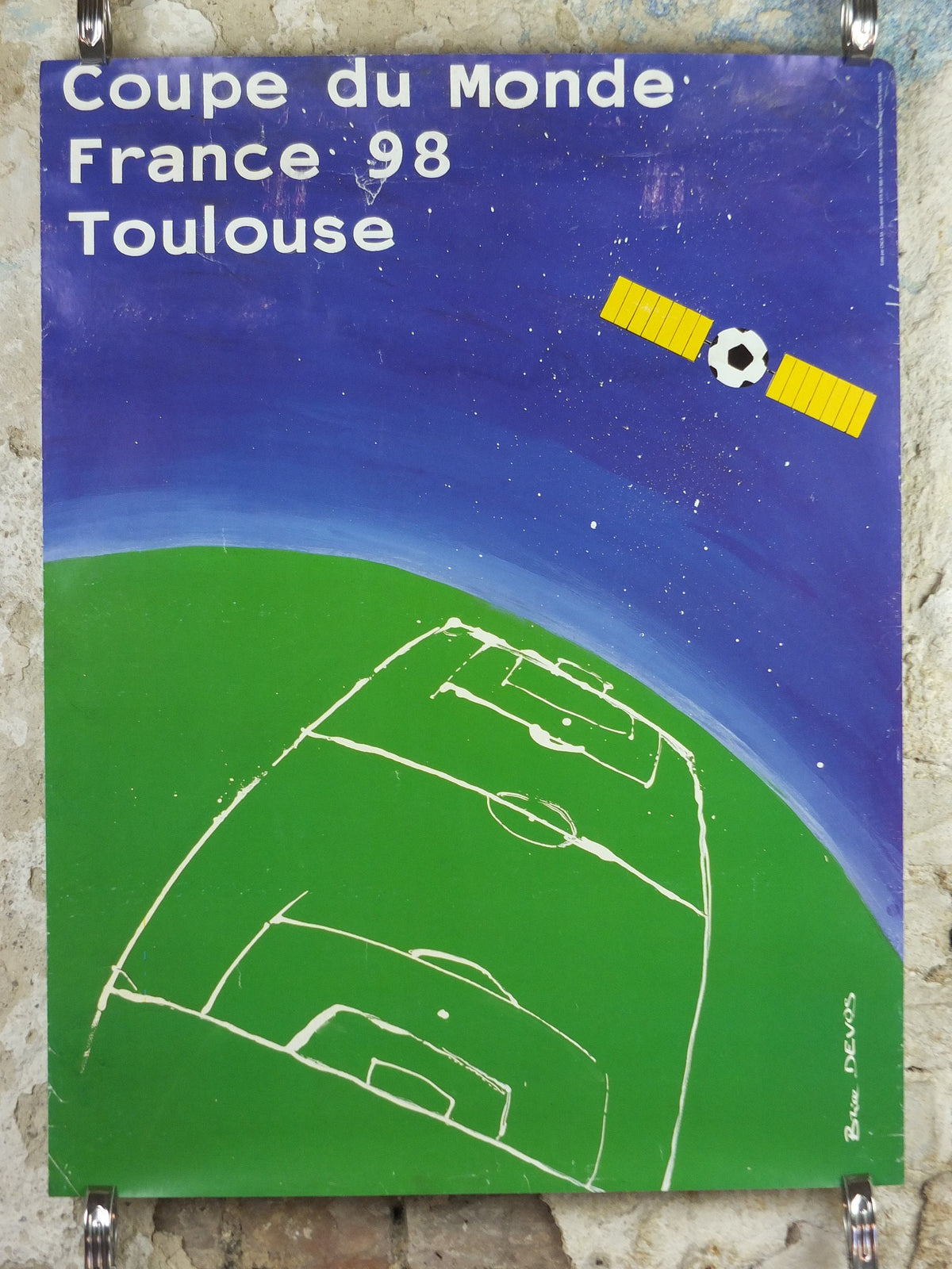 1998 World Cup Poster, Toulouse France 98, Coupe du Monde, by B Devos, football, soccer, 80cm x 60cm, original sport wall art decor