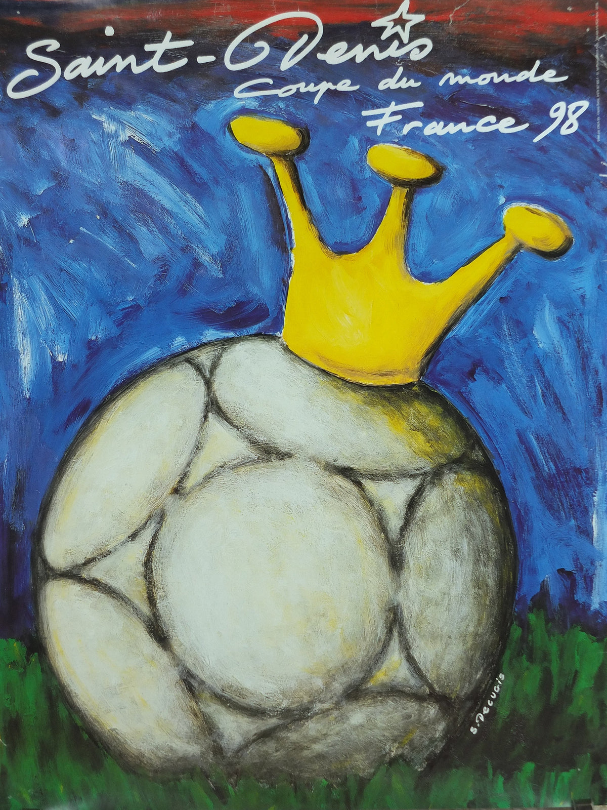 1998 World Cup Poster, Saint Denis France 98, Coupe du Monde, by S Decugis, football, soccer, 80cm x 60cm, original sport wall art decor