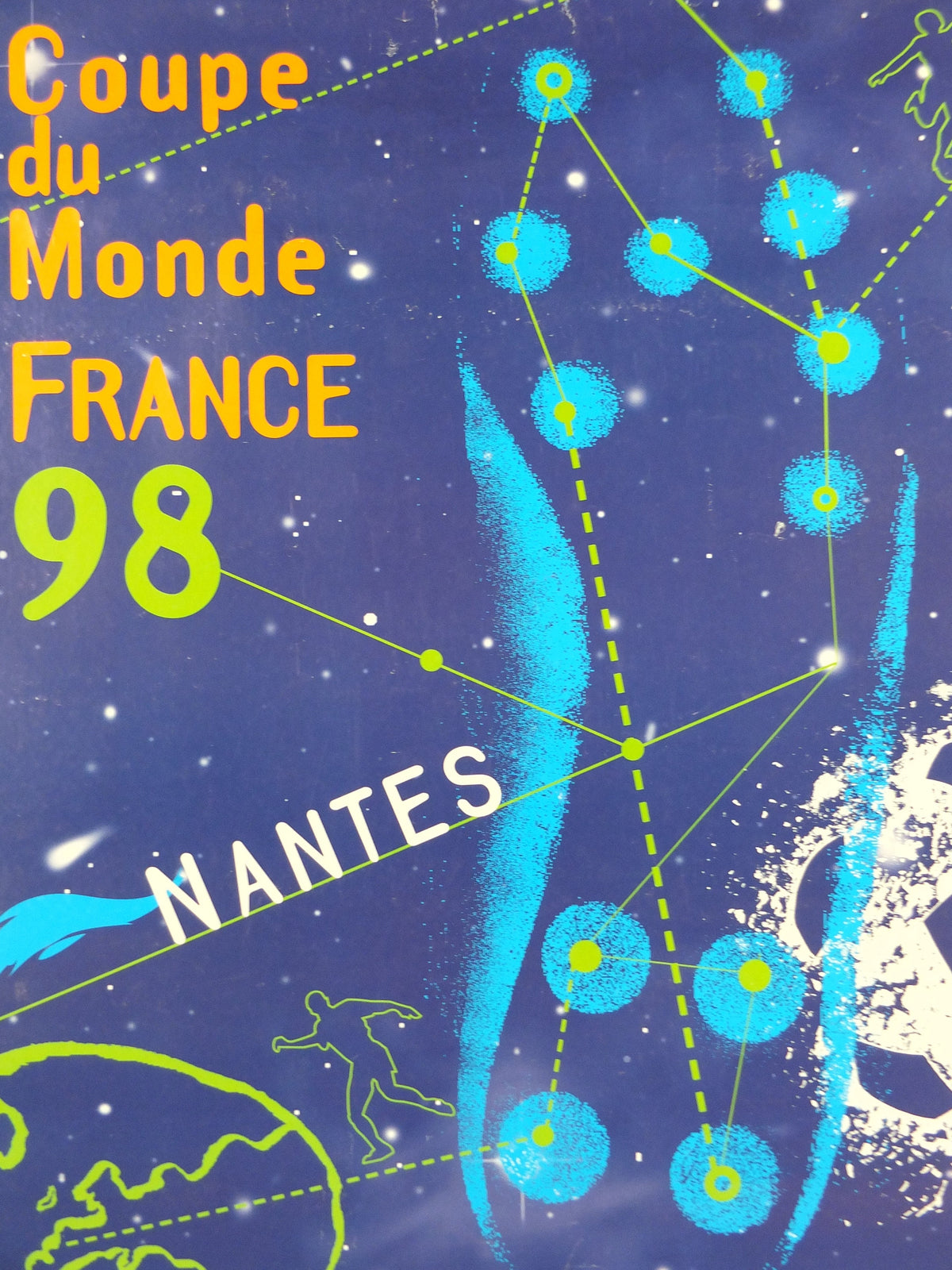 1998 World Cup Poster, Nantes France 98, Coupe du Monde, by Sandra Nikolic, football, soccer, 80cm x 60cm, original sport wall art decor