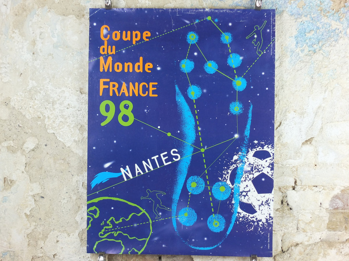 1998 World Cup Poster, Nantes France 98, Coupe du Monde, by Sandra Nikolic, football, soccer, 80cm x 60cm, original sport wall art decor