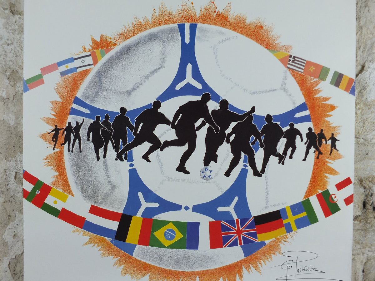 1998 World Cup Poster, Lens France 98, Coupe du Monde, by G Pekkler, football, soccer, 80cm x 60cm, original sport wall art decor