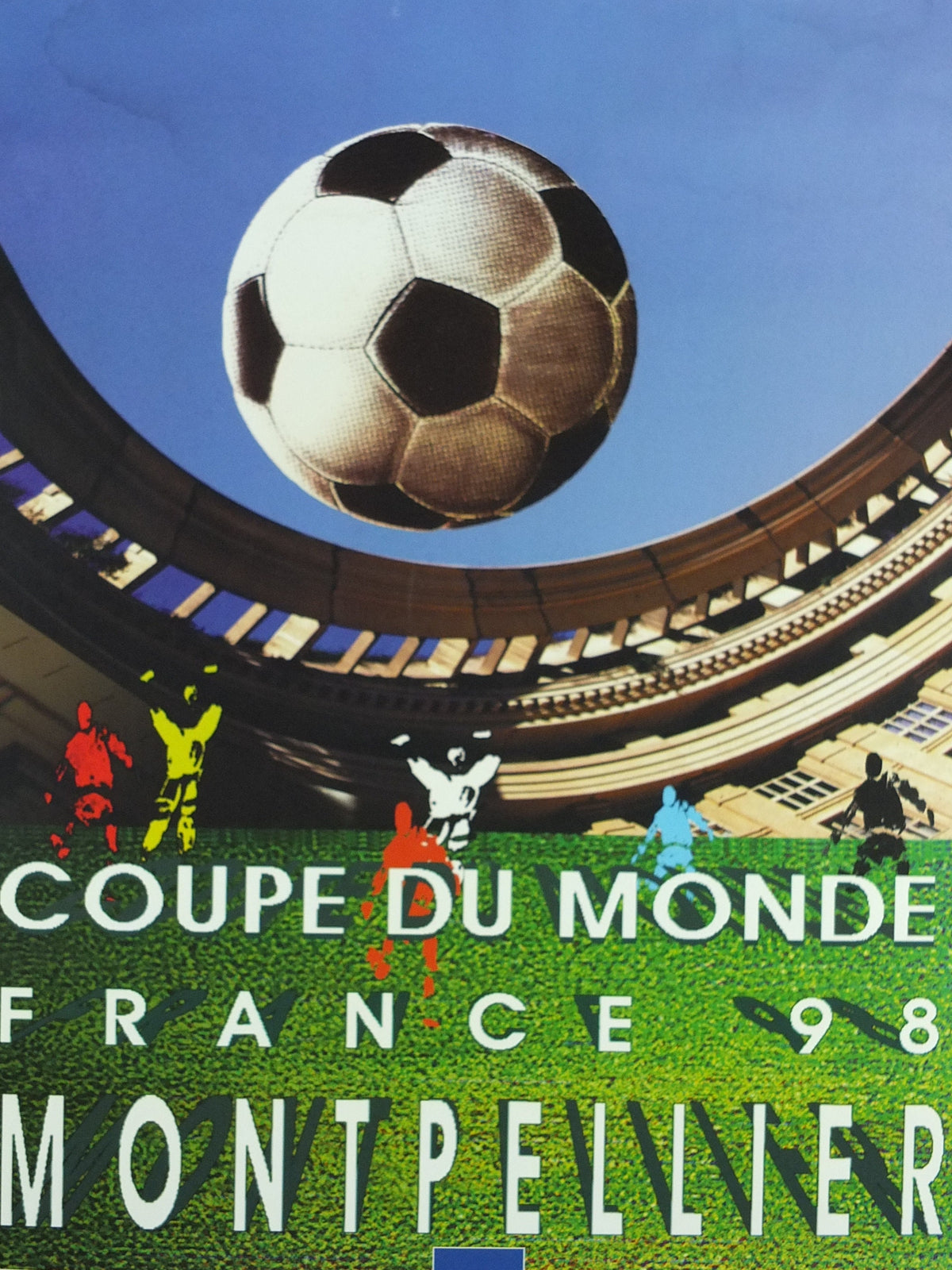 1998 World Cup Poster, Montpellier France 98, Coupe du Monde, by V Solsona, football, soccer, 80cm x 60cm, original sport wall art decor