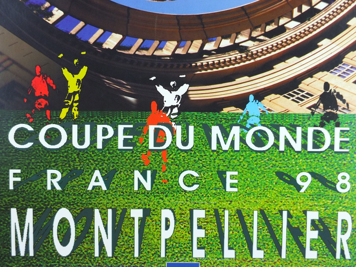 1998 World Cup Poster, Montpellier France 98, Coupe du Monde, by V Solsona, football, soccer, 80cm x 60cm, original sport wall art decor