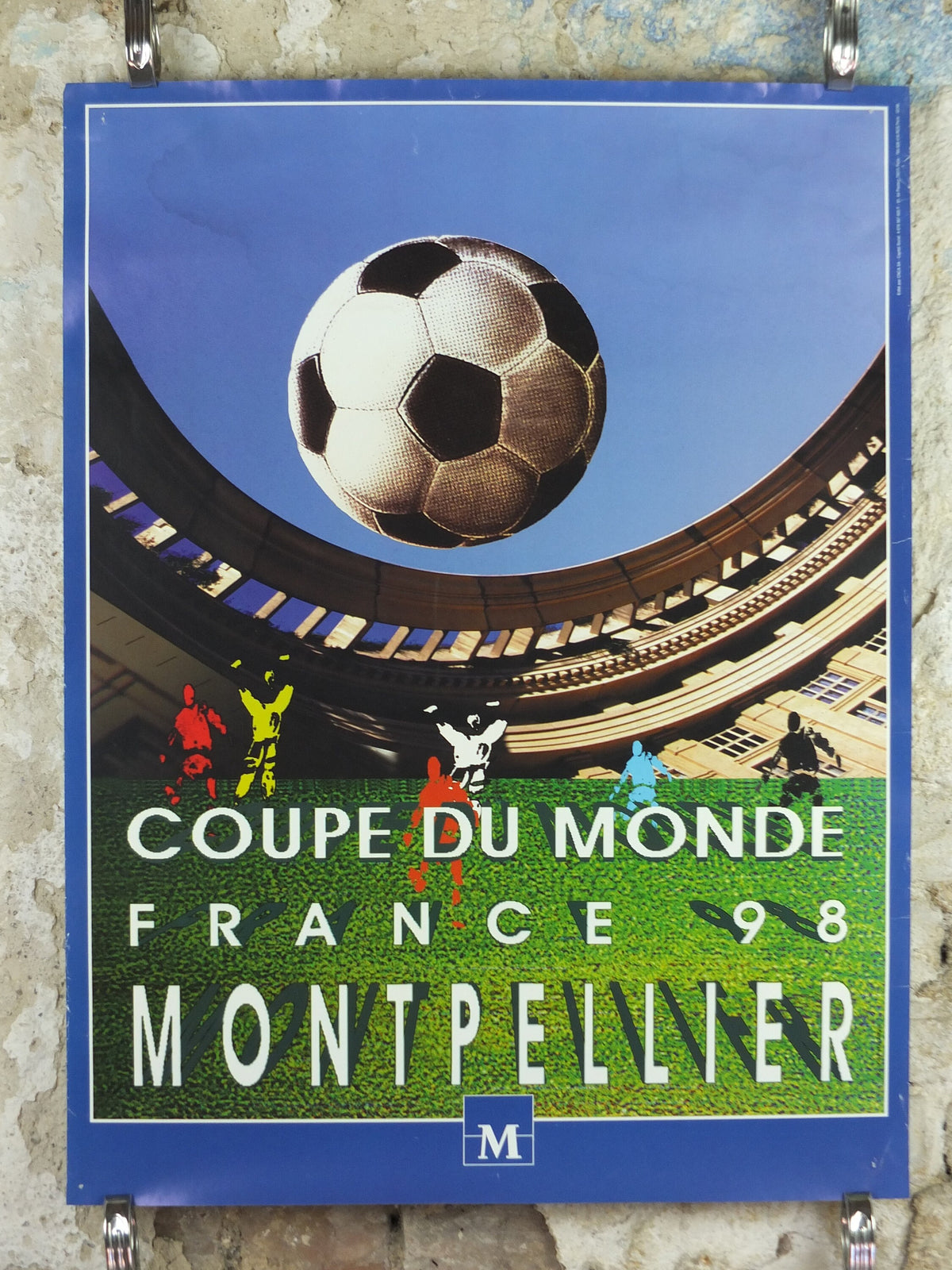 1998 World Cup Poster, Montpellier France 98, Coupe du Monde, by V Solsona, football, soccer, 80cm x 60cm, original sport wall art decor