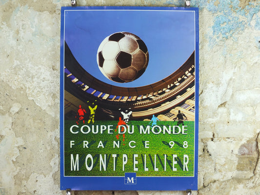 1998 World Cup Poster, Montpellier France 98, Coupe du Monde, by V Solsona, football, soccer, 80cm x 60cm, original sport wall art decor
