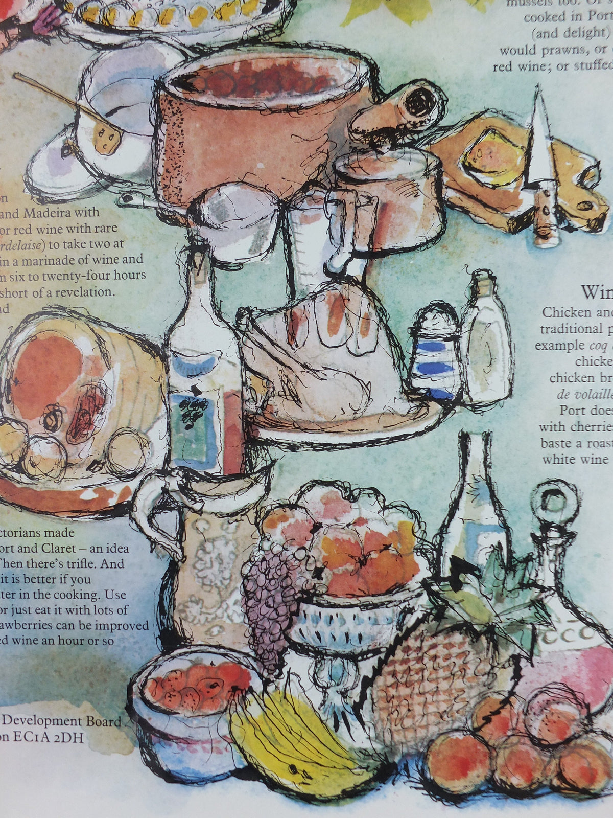 1970s Wine in the Kitchen Poster, from Wine Development Board, Winery, Beaujolais Medoc Bourdeaux Languedoc Viticulture print wall art decor