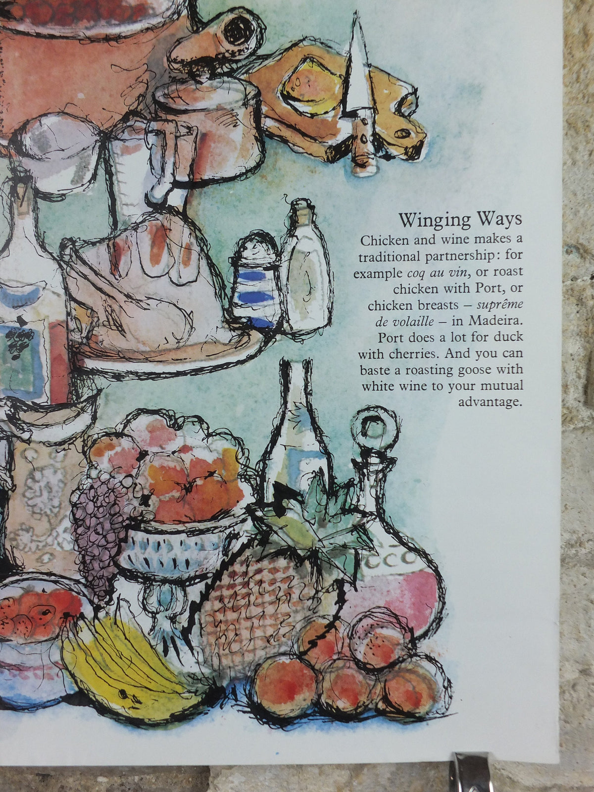 1970s Wine in the Kitchen Poster, from Wine Development Board, Winery, Beaujolais Medoc Bourdeaux Languedoc Viticulture print wall art decor