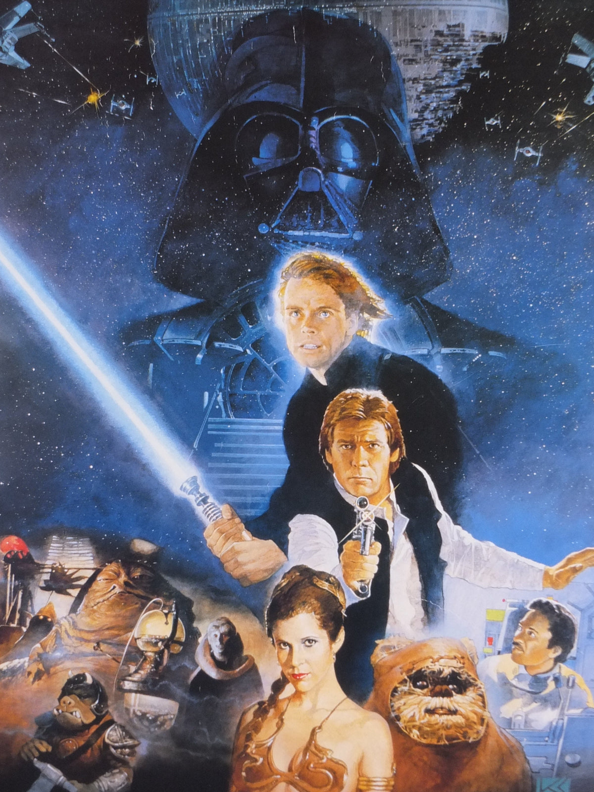 1995 Return of the Jedi Poster, International Star Wars Style B, by Kazuhiko Sano, Zigzag Germany variation, film wall art decor