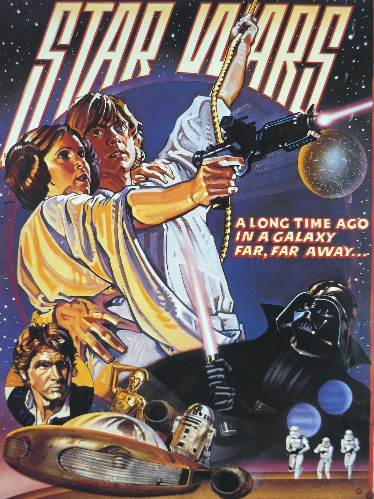 1995 Star Wars Style D Poster, by Zigzag Posters Germany, Mark Hamill, Harrison Ford, Carrie Fisher, wall art cinema film memorabilia