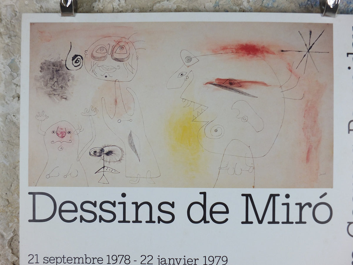 1979 Joan Miro Poster, Centre Georges Pompidou, Dessins de Miro, Dada Surrealism, modern art, gallery exhibition wall art decor
