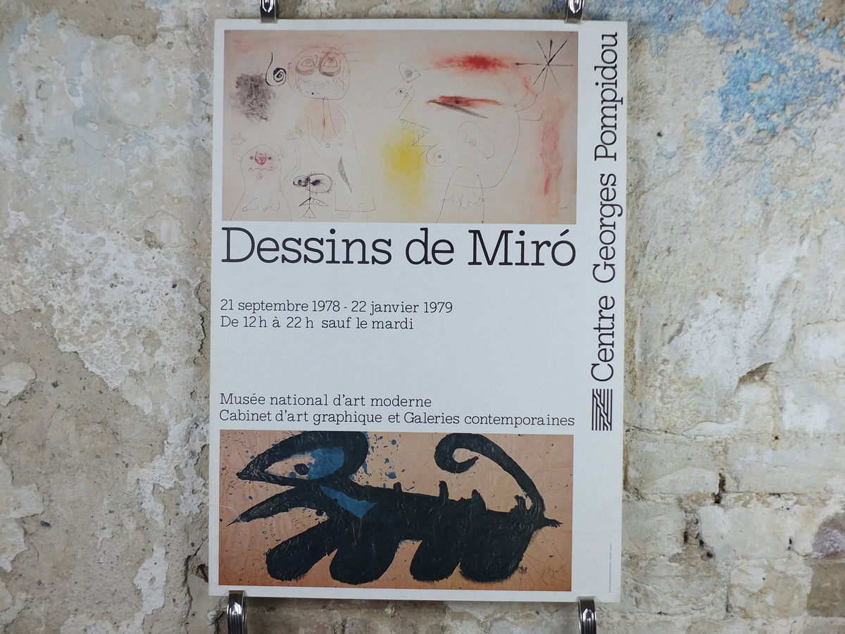 1979 Joan Miro Poster, Centre Georges Pompidou, Dessins de Miro, Dada Surrealism, modern art, gallery exhibition wall art decor