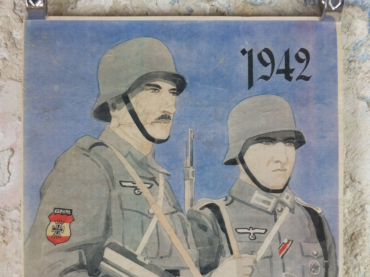 1942 Spanish WW2 Propoganda Poster, La Division Espanola, Operation Barbarossa, World War II wall art decor 1940s