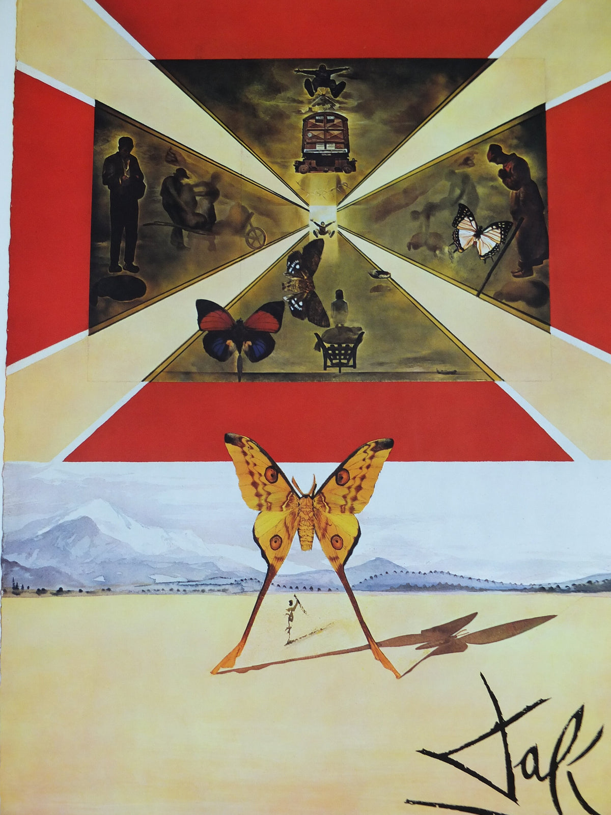 Vintage Dali Roussillon Poster, Salvador Dali, Butterflies, SNCF, travel tourism, 60cmx37cm, Chemins de fer Francais, wall art 1970s