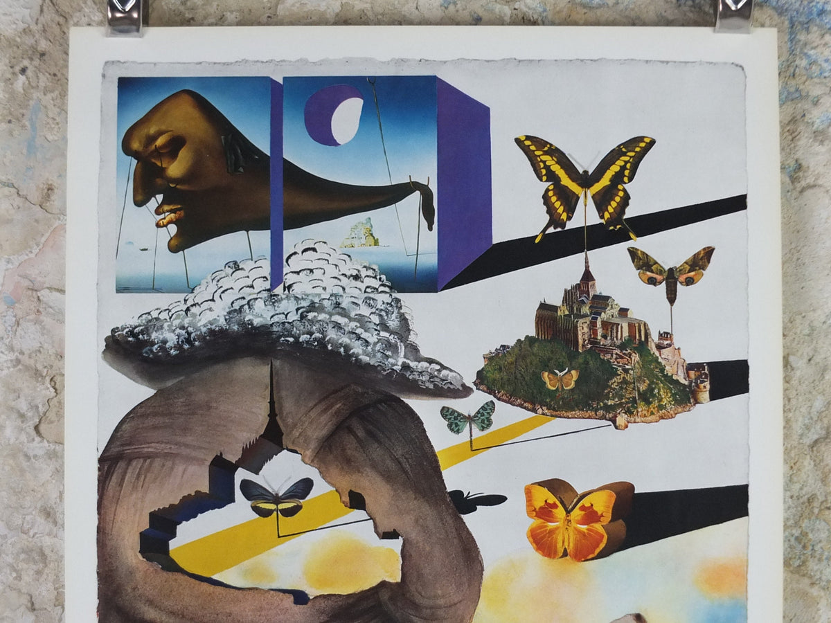 Vintage Dali Normandie Poster, Salvador Dali, Butterflies, SNCF, travel tourism, 60cmx37cm, Chemins de fer Francais, wall art 1970s