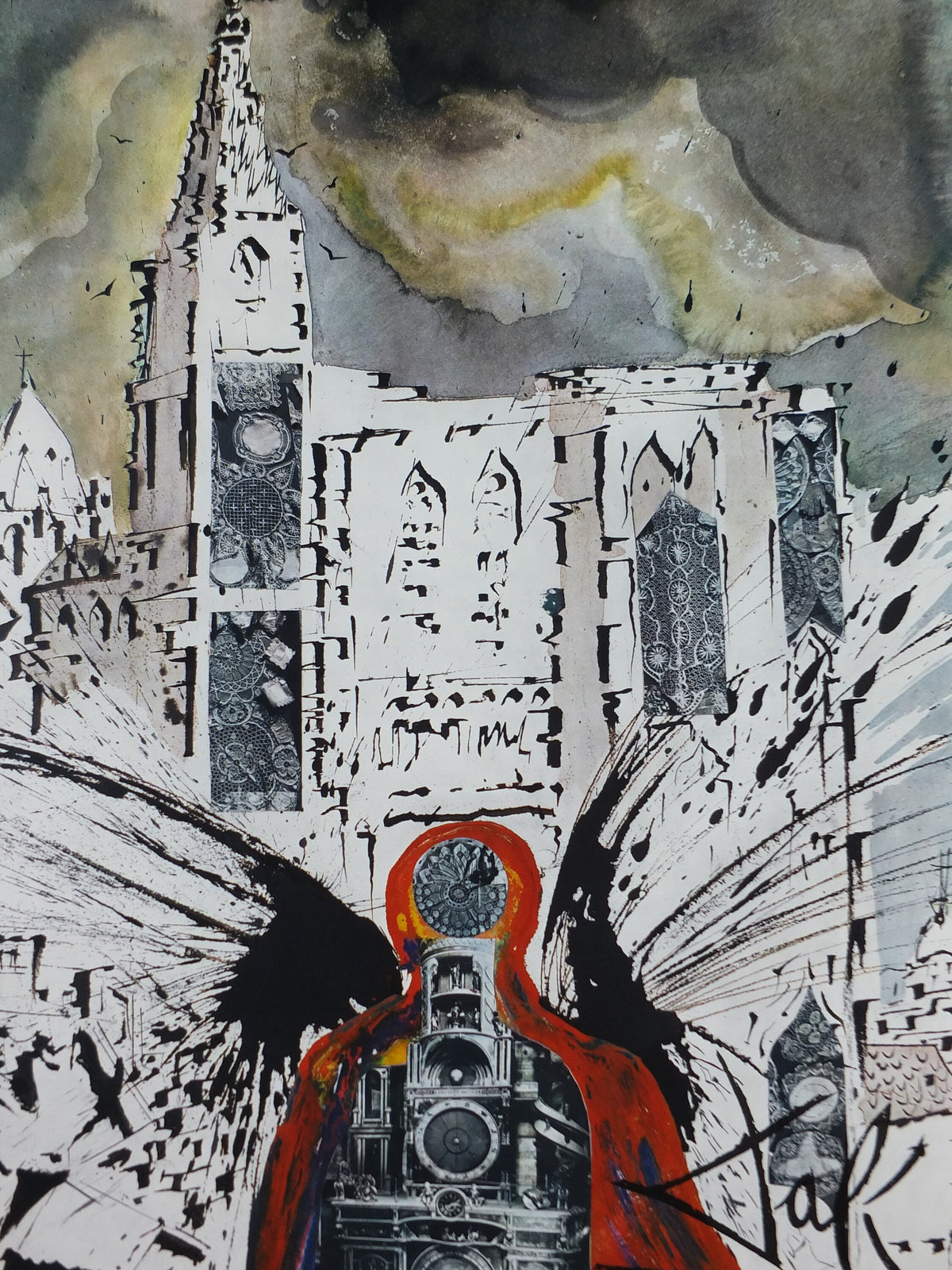 Vintage Dali Alsace Poster, Salvador Dali, Butterflies, SNCF, travel tourism, 100cmx62cm, Chemins de fer Francais, wall art 1970s