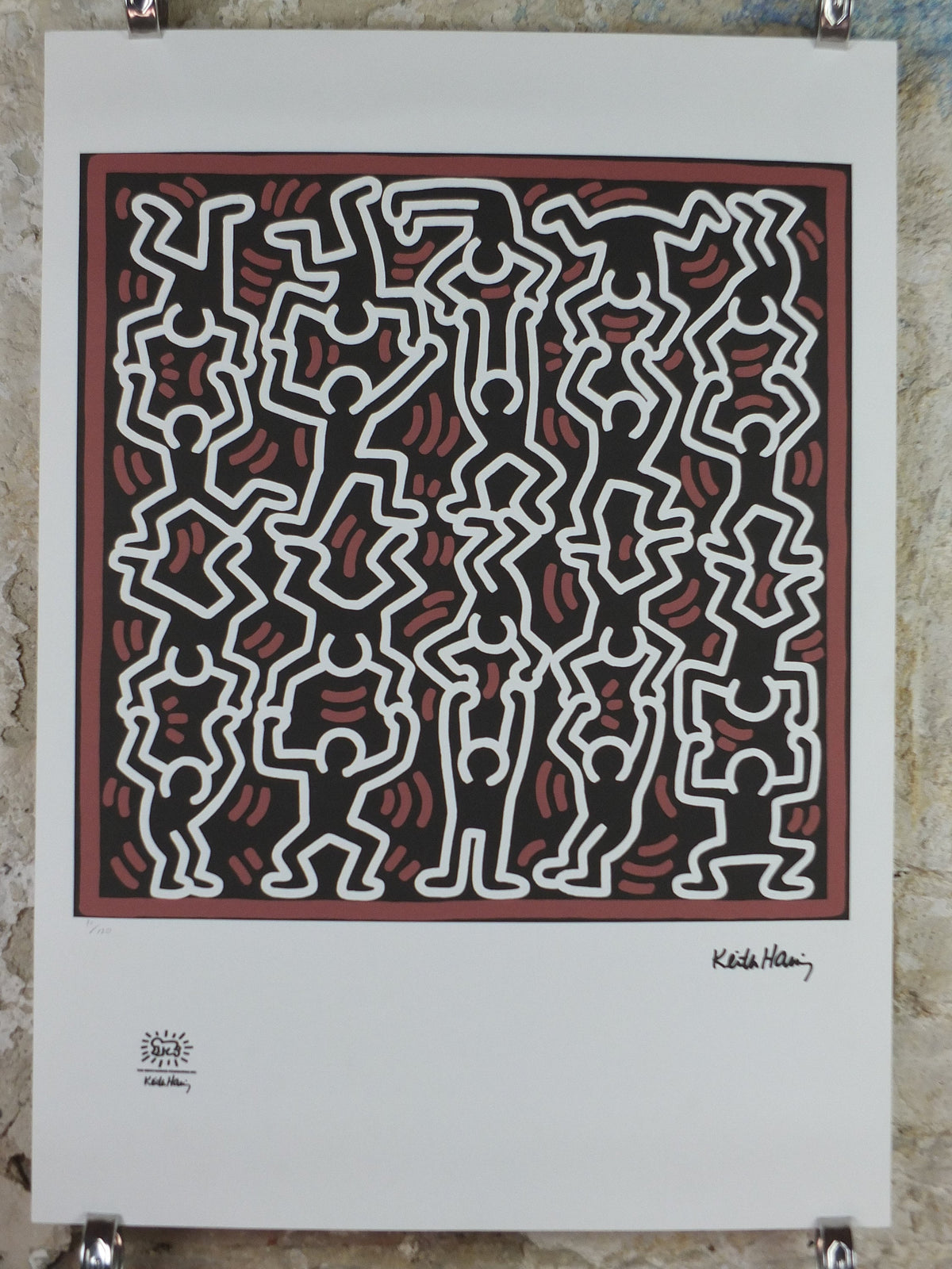 1990 Keith Haring Poster, Untitled, supporting figures, Limited Edition of 150, Keith Haring Foundation Prints, Pop Art, Street, wall deco