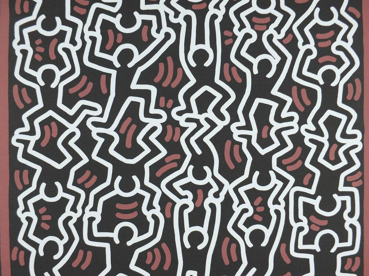 1990 Keith Haring Poster, Untitled, supporting figures, Limited Edition of 150, Keith Haring Foundation Prints, Pop Art, Street, wall decor