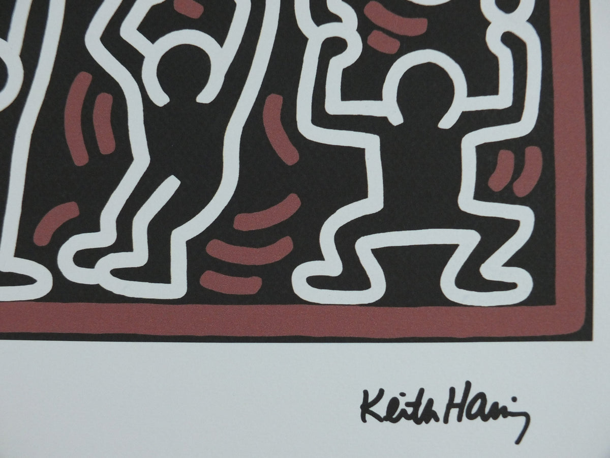 1990 Keith Haring Poster, Untitled, supporting figures, Limited Edition of 150, Keith Haring Foundation Prints, Pop Art, Street, wall decor