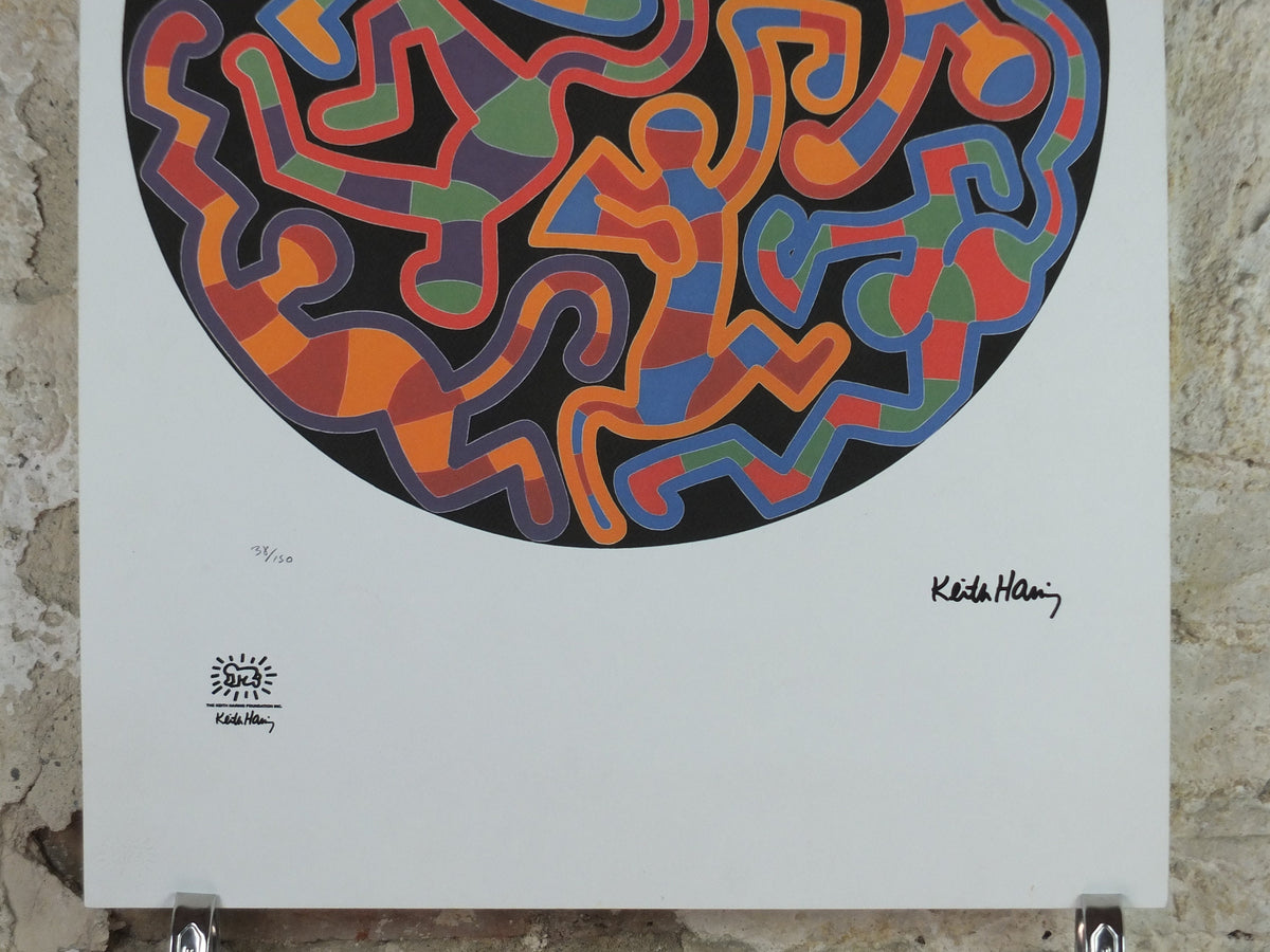 1990 Keith Haring Poster, Monkey Puzzle 1988, linking, Limited Edition of 150, Keith Haring Foundation Prints, Pop Art, Street, wall decor