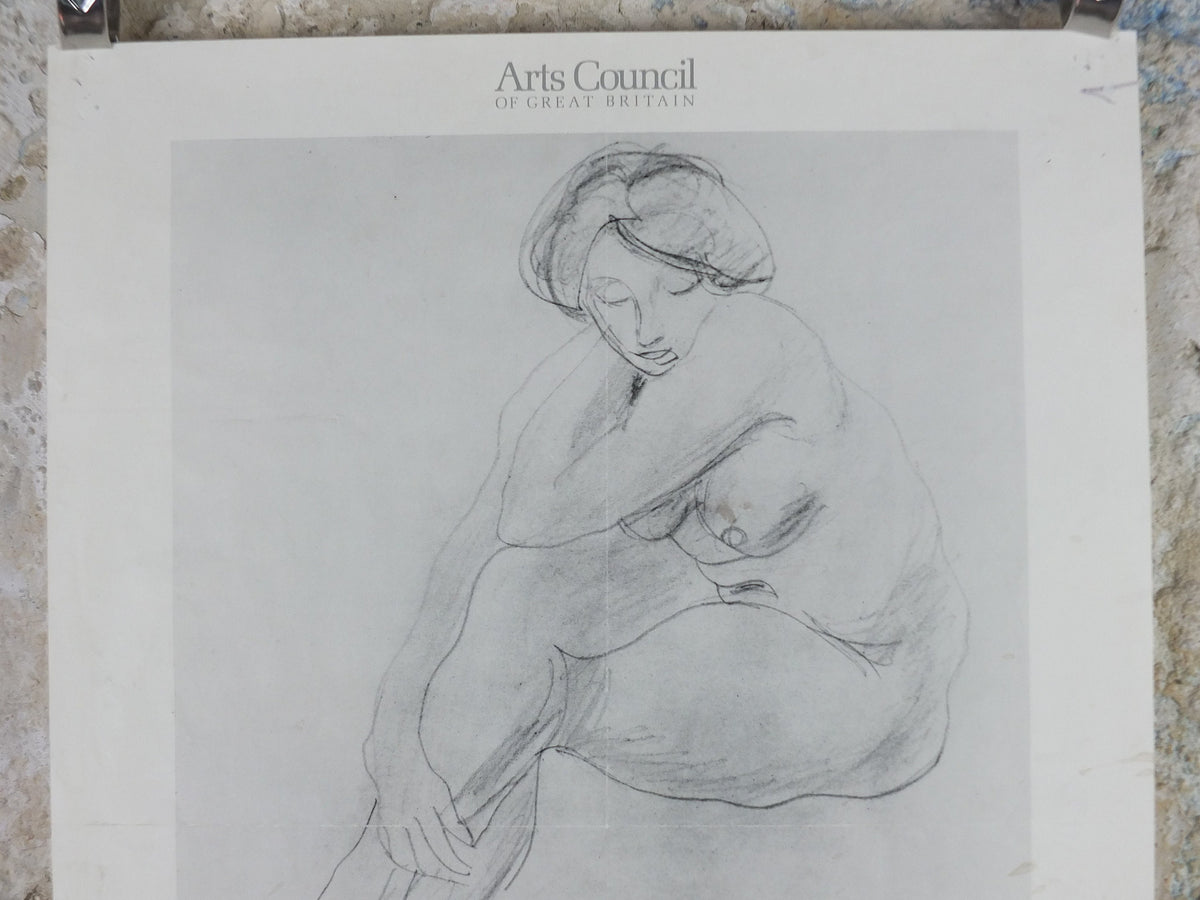 1980 Auguste Rodin Poster, Drawings from the Courtauld, female nude, Arts Council of Great Britain artist gallery exhibition, wall art decor