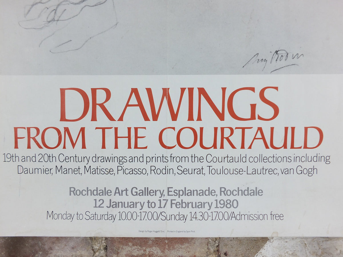 1980 Auguste Rodin Poster, Drawings from the Courtauld, female nude, Arts Council of Great Britain artist gallery exhibition, wall art decor