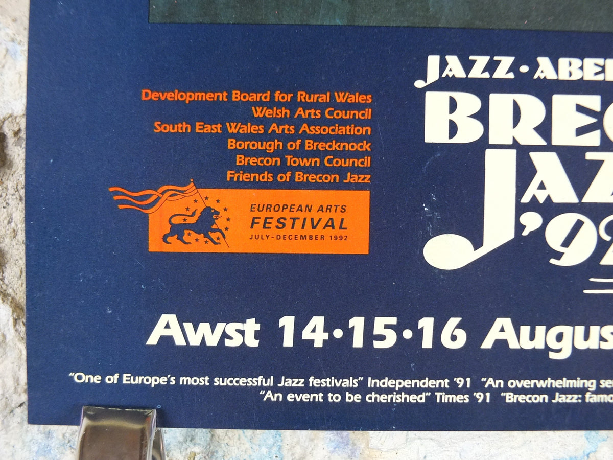 1992 Brecon Jazz 92 Poster, jazz music, Brecon Beacons, Wales, European Arts Festival, by Valerie Ganz, wall art decor