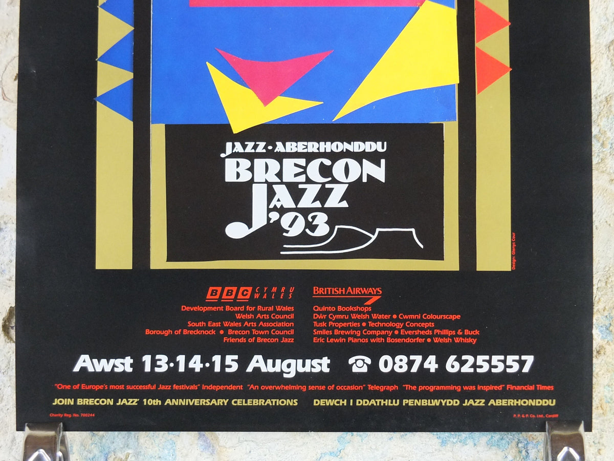 1993 Brecon Jazz 93 Poster, jazz music, Brecon Beacons, Wales, European Arts Festival, by Glenn Cour, wall art decor