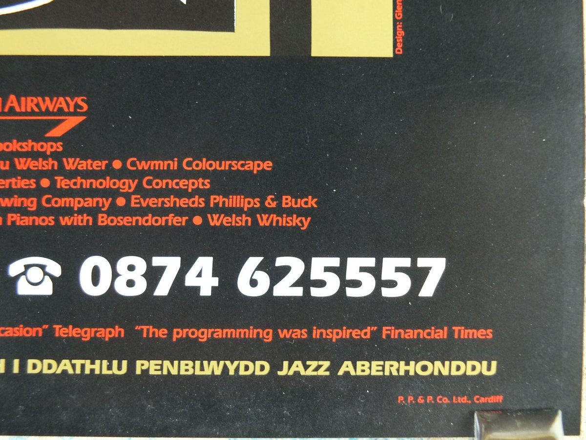 1993 Brecon Jazz 93 Poster, jazz music, Brecon Beacons, Wales, European Arts Festival, by Glenn Cour, wall art decor