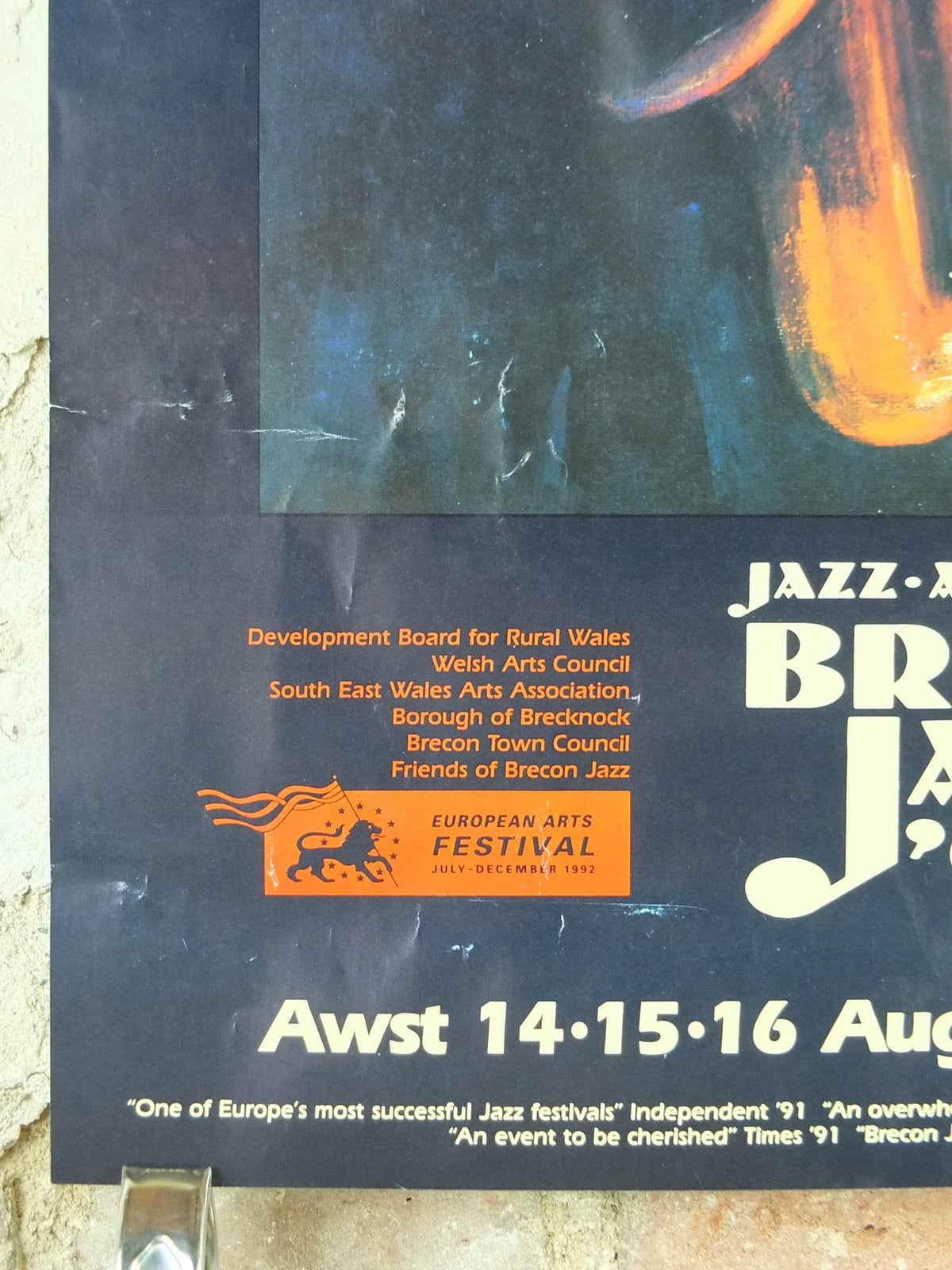 1992 Brecon Jazz 92 Poster, jazz music, Brecon Beacons, Wales, European Arts Festival, by Valerie Ganz, wall art decor