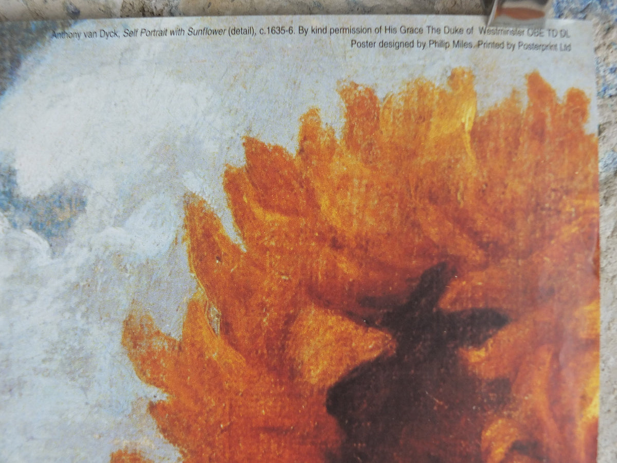 1999 Van Dyck Poster, Self Portrait with Sunflower 1635, Royal Academy of Arts, artist gallery exhibition, wall art decor