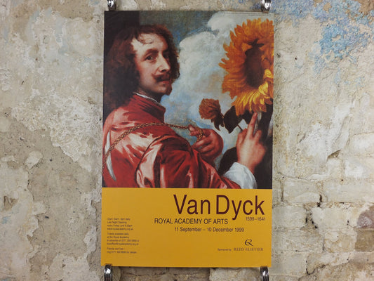 1999 Van Dyck Poster, Self Portrait with Sunflower 1635, Royal Academy of Arts, artist gallery exhibition, wall art decor