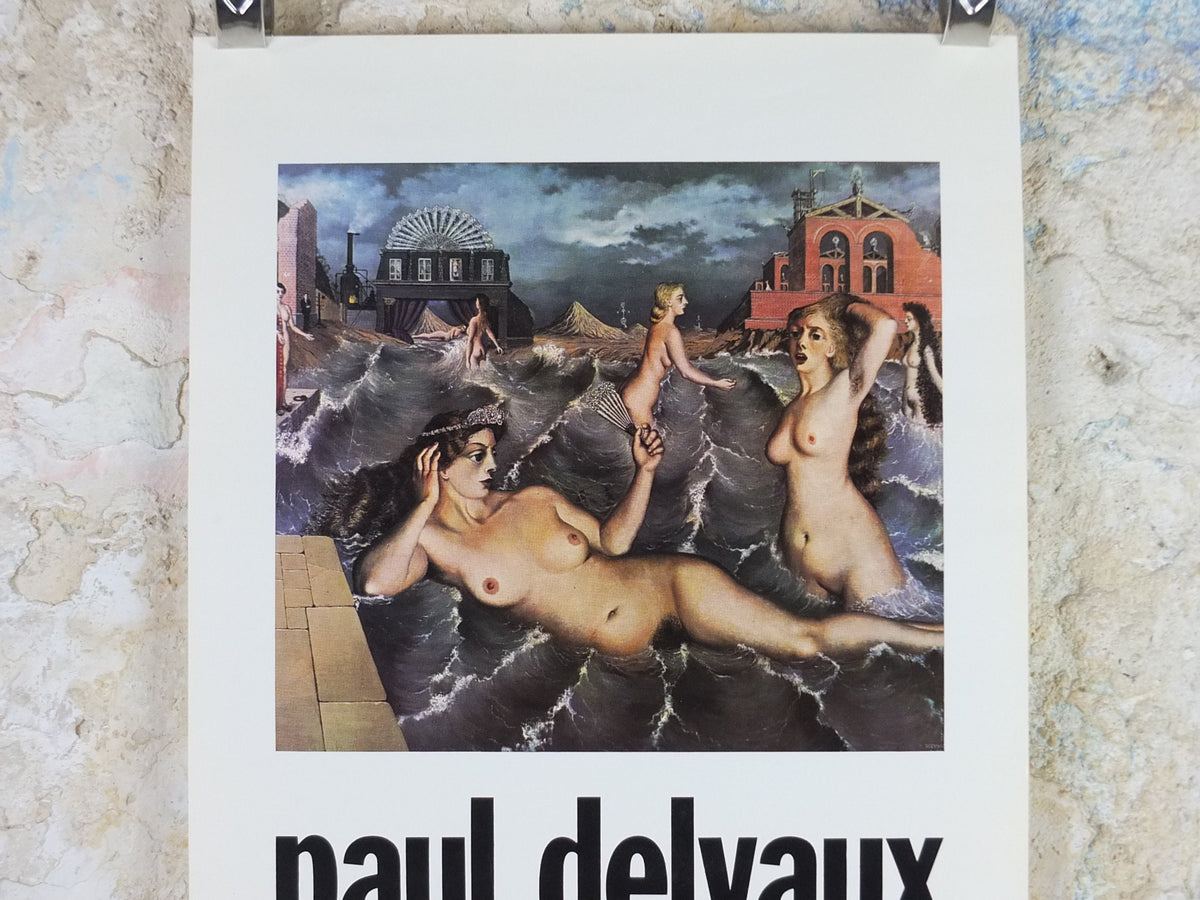 1973 Paul Delvaux Poster, Nudes in the Water, Casino Heist Knokke, surrealism, artist gallery exhibition, wall art decor