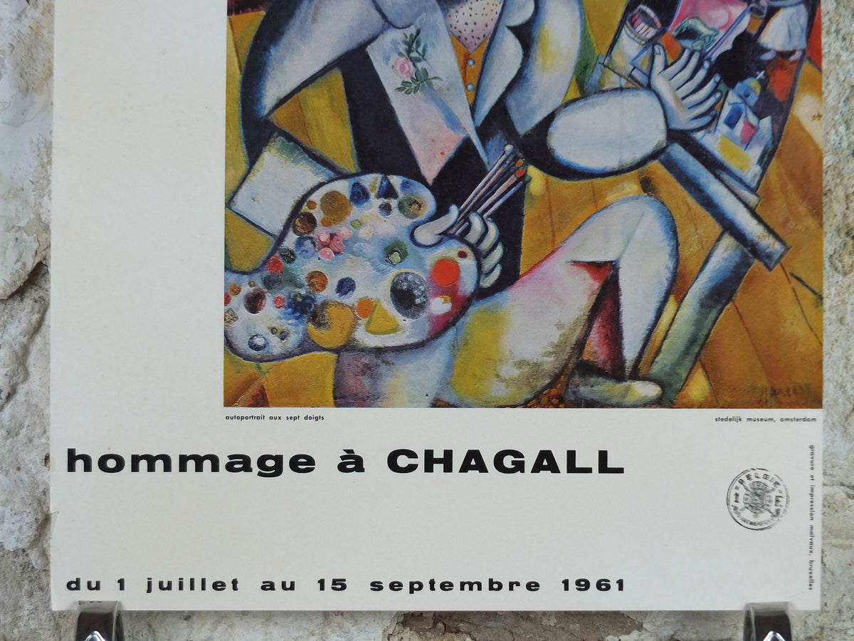 1961 Marc Chagall Poster, Self Portrait with Seven Fingers 1913, Knokke Casino, Cubism and Expressionism, gallery exhibition, wall art decor