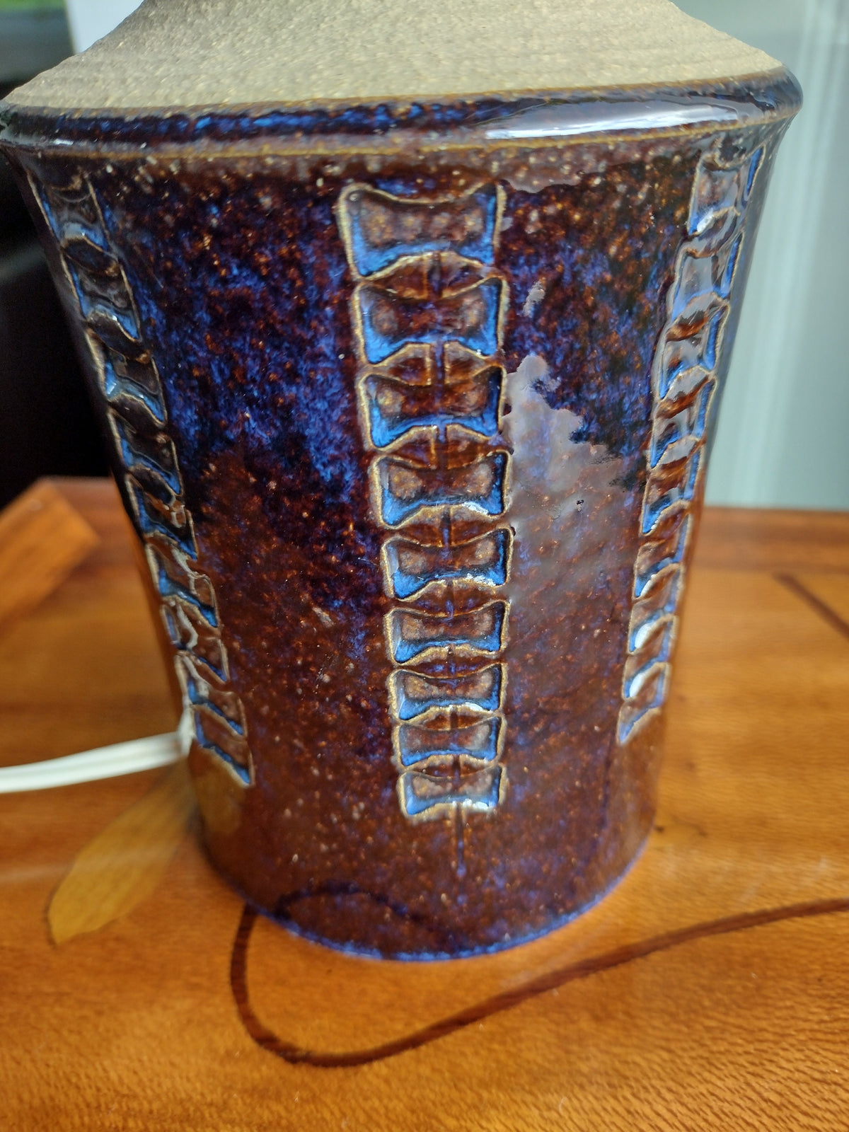 1960s Søholm Blue Danish Lamp, Stentoj Bornholm, Maria Philippi 3045, Scandinavian Design, lighting, pottery ceramic, table or desk lamp